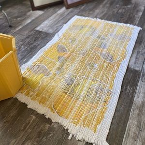 Vintage Accent Rug Retro Mushrooms and Butterflies